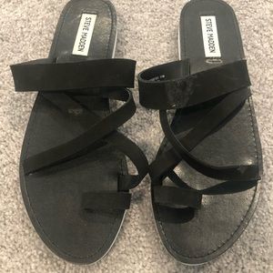 Steve Madden Black Strappy Flat Sandals